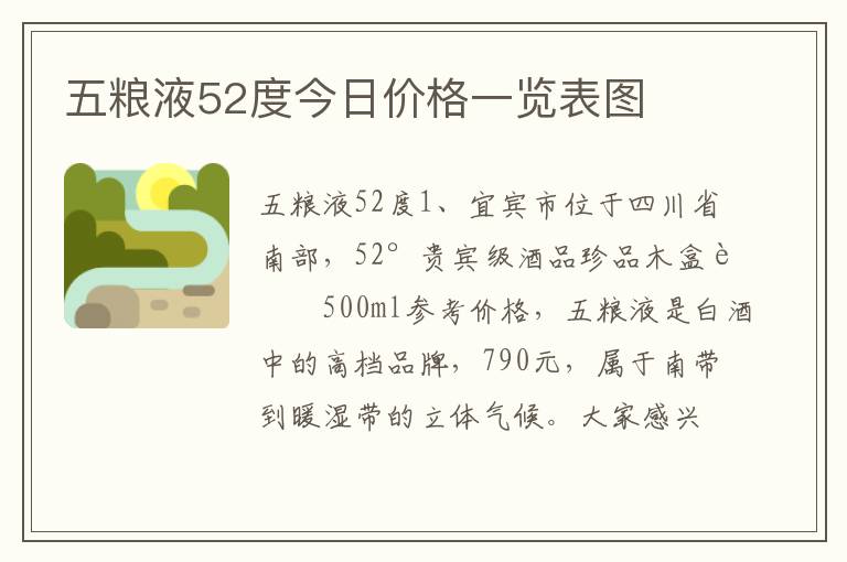 五粮液52度今日价格一览表图