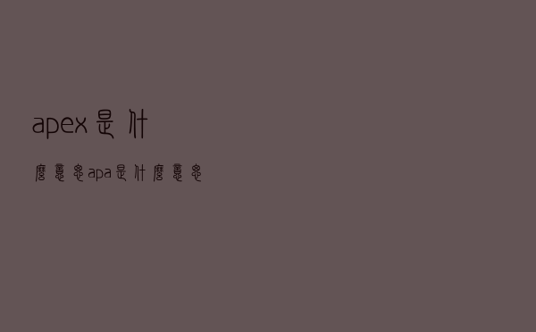 apex是什么意思（apa是什么意思）