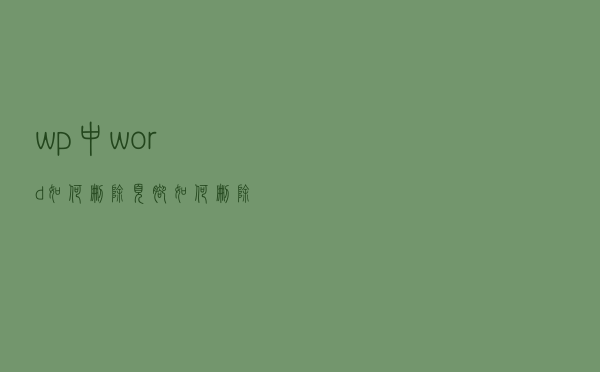 wp中word如何删除页脚（如何删除页脚）