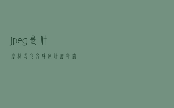 jpeg是什么格式的文件用什么打开（jpeg是什么格式怎么打开）