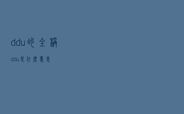 ddu的全称（ddu是什么意思）