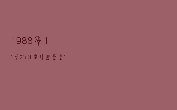 1988年11月25日是什么星座（11月25日是什么星座）