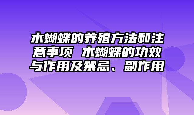 木蝴蝶的养殖方法和注意事项 木蝴蝶的功效与作用及禁忌、副作用