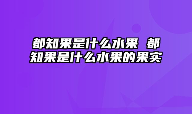 都知果是什么水果 都知果是什么水果的果实