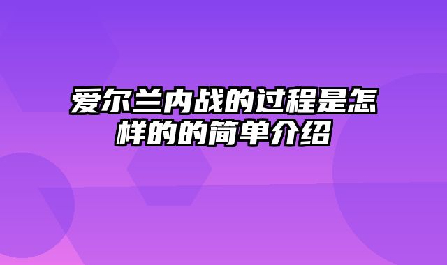 爱尔兰内战的过程是怎样的的简单介绍