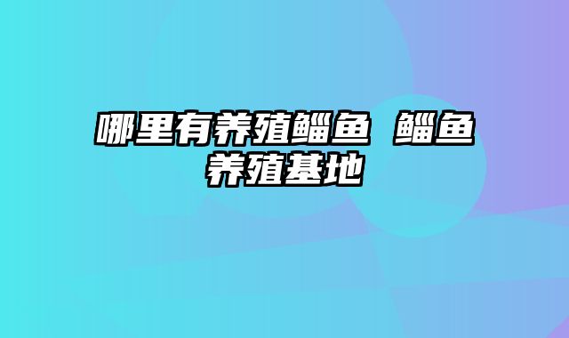 哪里有养殖鲻鱼 鲻鱼养殖基地