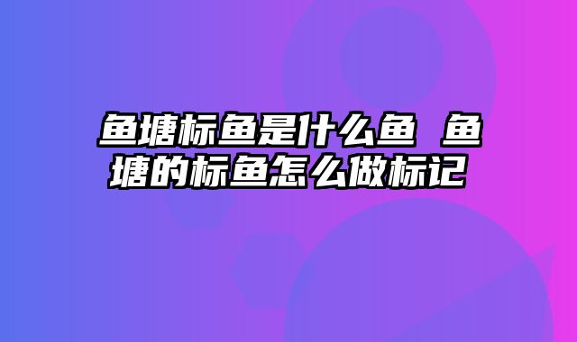 鱼塘标鱼是什么鱼 鱼塘的标鱼怎么做标记