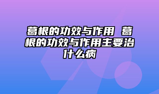 葛根的功效与作用 葛根的功效与作用主要治什么病