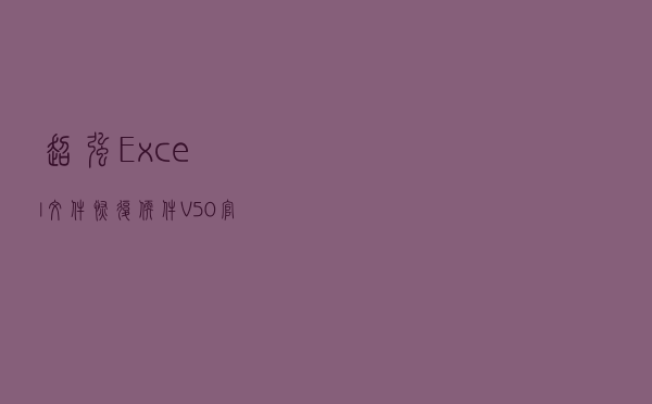 超强Excel文件恢复软件 V50 官方绿色版（超强Excel文件恢复软件 V50 官方绿色版功能简介）