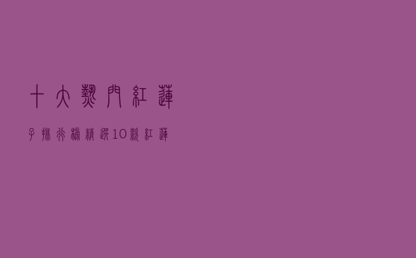 十大热门红莲子排行榜（精选10款红莲子品牌产品）