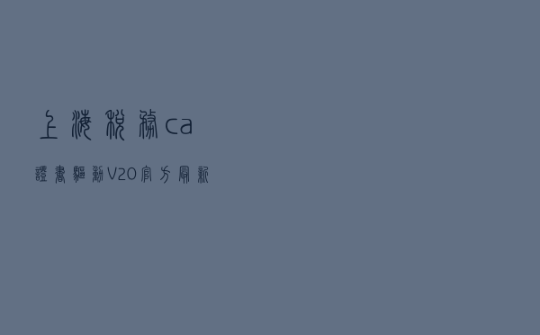 上海税务ca证书驱动 V20 官方最新版（上海税务ca证书驱动 V20 官方最新版功能简介）
